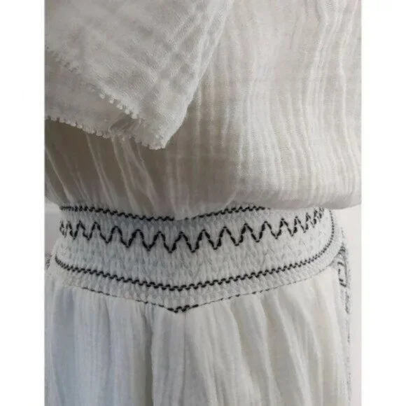 Faherty Catrina Embroidered Maxi Dress White  S Cotton Bohemian NEW - Picture 9 of 15